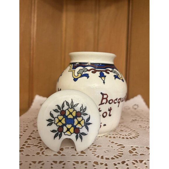 Vintage French Moutarde Bocquet Yvetot Mustard Pot Lid Handpainted Kitchen Decor - Picture 5 of 9